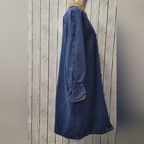 Hunters Run Women's Fall/Winter Denim Corduroy Paisley Trench Coat Jacket - Picture 8 of 13